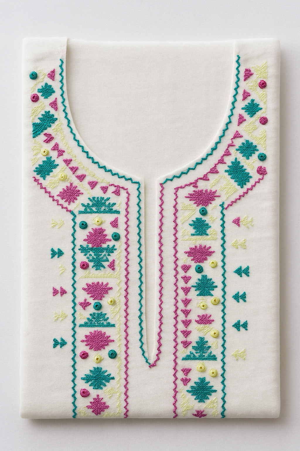 Half-White Handcrafted Lawn Kurti